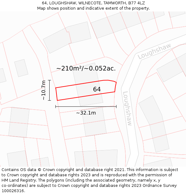 64, LOUGHSHAW, WILNECOTE, TAMWORTH, B77 4LZ: Plot and title map