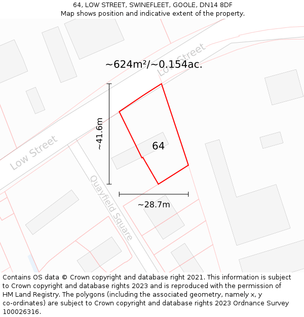 64, LOW STREET, SWINEFLEET, GOOLE, DN14 8DF: Plot and title map