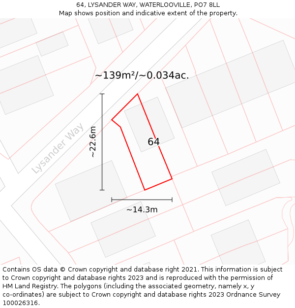 64, LYSANDER WAY, WATERLOOVILLE, PO7 8LL: Plot and title map