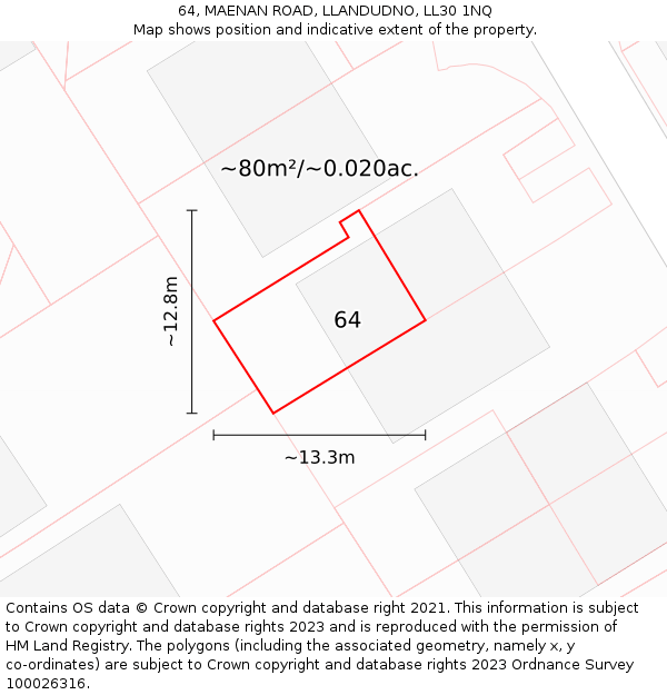 64, MAENAN ROAD, LLANDUDNO, LL30 1NQ: Plot and title map