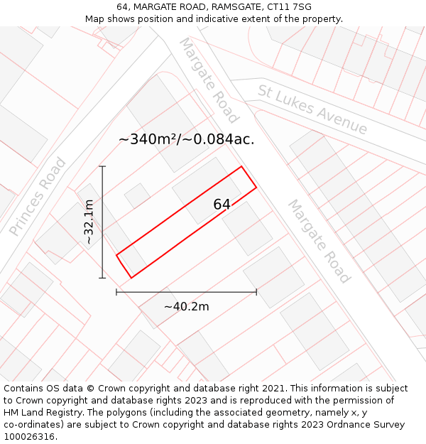 64, MARGATE ROAD, RAMSGATE, CT11 7SG: Plot and title map