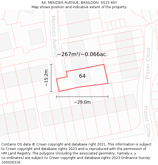 64, MENZIES AVENUE, BASILDON, SS15 6SY: Plot and title map