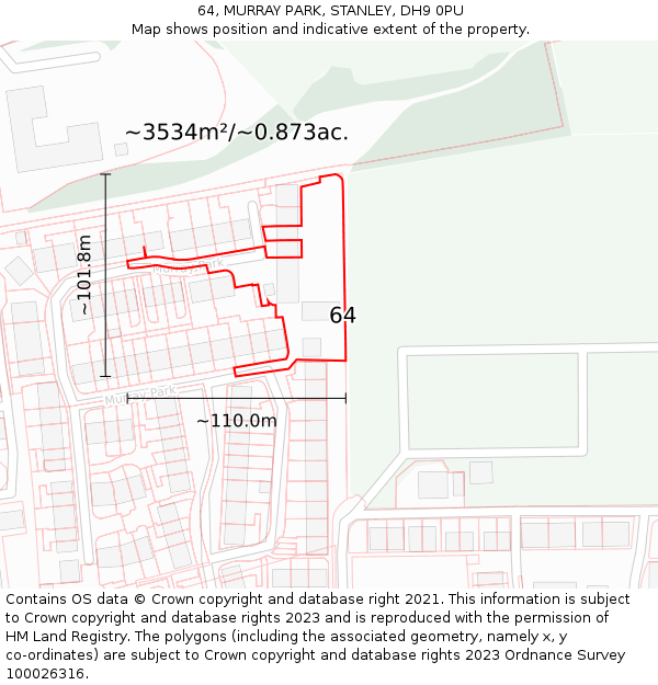 64, MURRAY PARK, STANLEY, DH9 0PU: Plot and title map