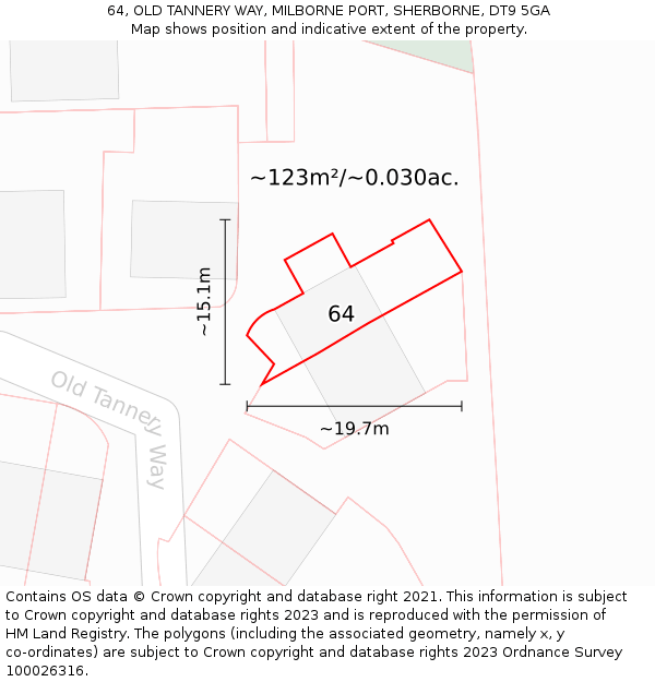 64, OLD TANNERY WAY, MILBORNE PORT, SHERBORNE, DT9 5GA: Plot and title map