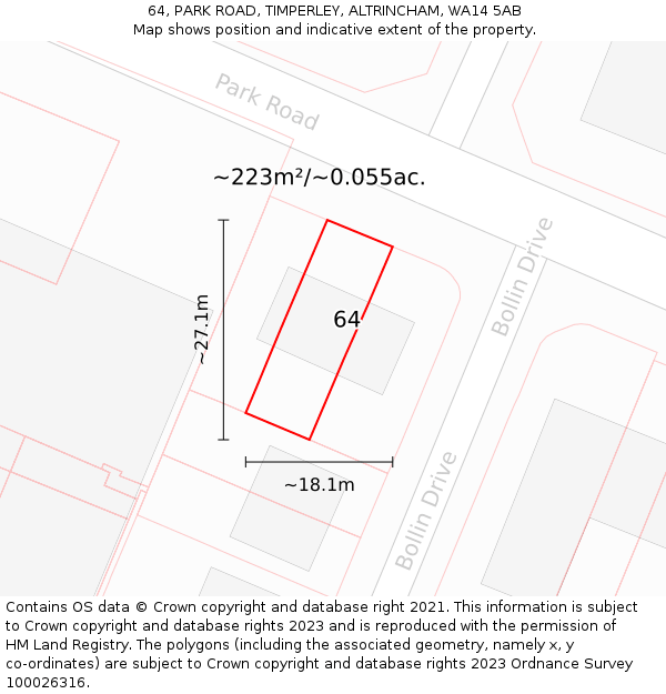 64, PARK ROAD, TIMPERLEY, ALTRINCHAM, WA14 5AB: Plot and title map