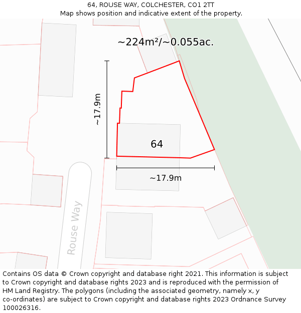 64, ROUSE WAY, COLCHESTER, CO1 2TT: Plot and title map