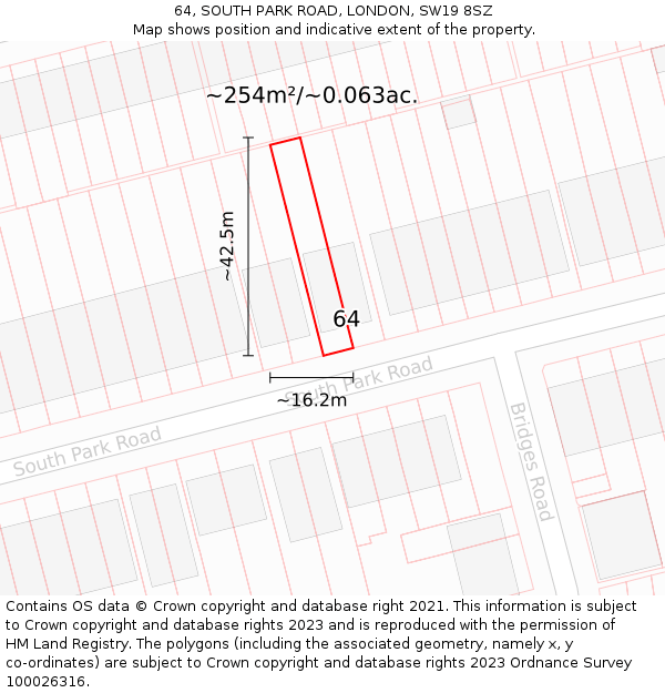 64, SOUTH PARK ROAD, LONDON, SW19 8SZ: Plot and title map