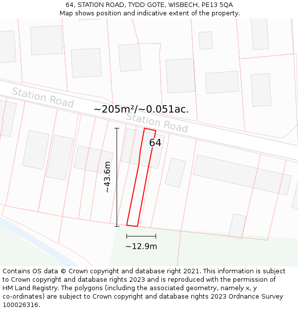 64, STATION ROAD, TYDD GOTE, WISBECH, PE13 5QA: Plot and title map