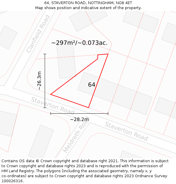 64, STAVERTON ROAD, NOTTINGHAM, NG8 4ET: Plot and title map