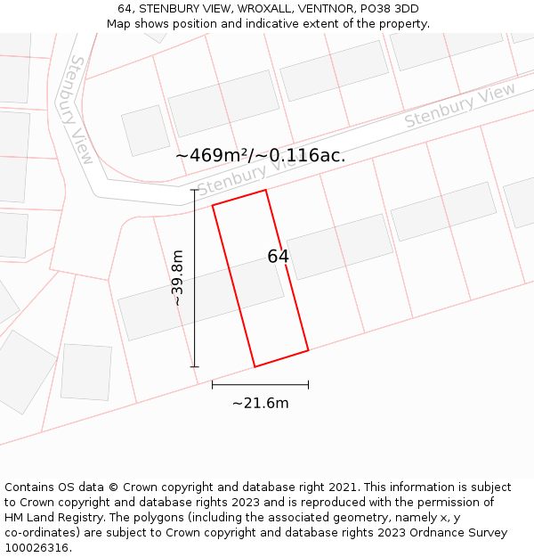 64, STENBURY VIEW, WROXALL, VENTNOR, PO38 3DD: Plot and title map