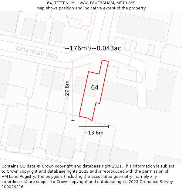 64, TETTENHALL WAY, FAVERSHAM, ME13 8YS: Plot and title map