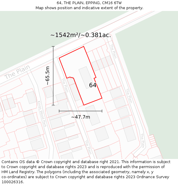 64, THE PLAIN, EPPING, CM16 6TW: Plot and title map