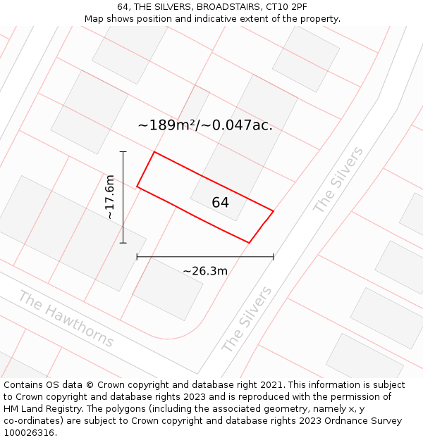 64, THE SILVERS, BROADSTAIRS, CT10 2PF: Plot and title map