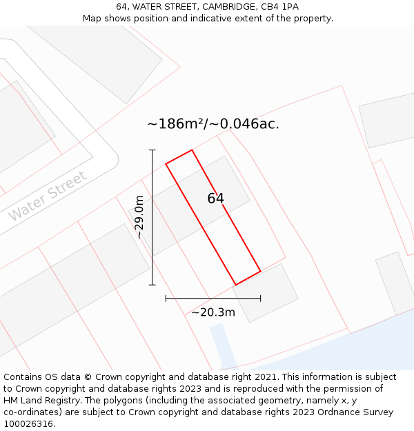 64, WATER STREET, CAMBRIDGE, CB4 1PA: Plot and title map