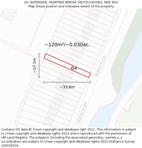 64, WATERSIDE, PEARTREE BRIDGE, MILTON KEYNES, MK6 3DG: Plot and title map