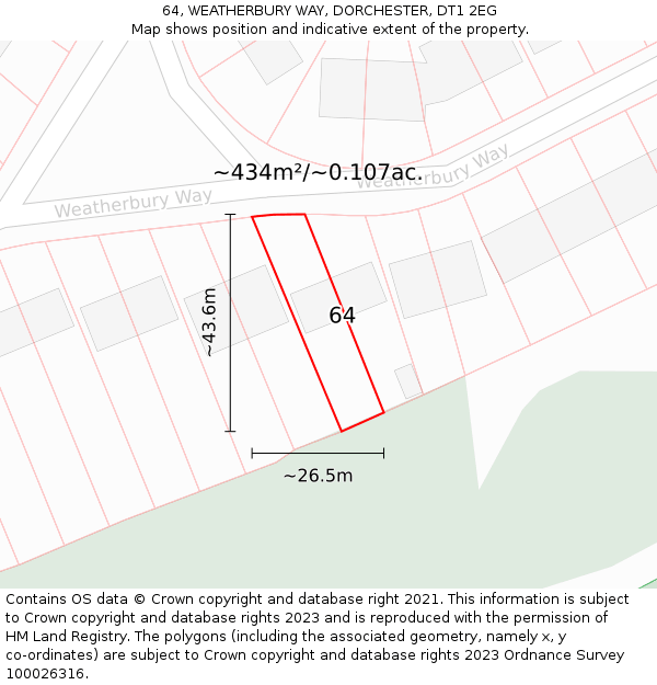 64, WEATHERBURY WAY, DORCHESTER, DT1 2EG: Plot and title map