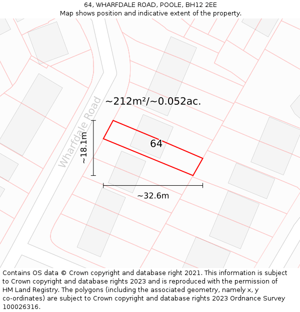 64, WHARFDALE ROAD, POOLE, BH12 2EE: Plot and title map