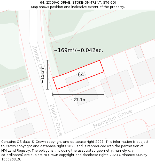 64, ZODIAC DRIVE, STOKE-ON-TRENT, ST6 6QJ: Plot and title map