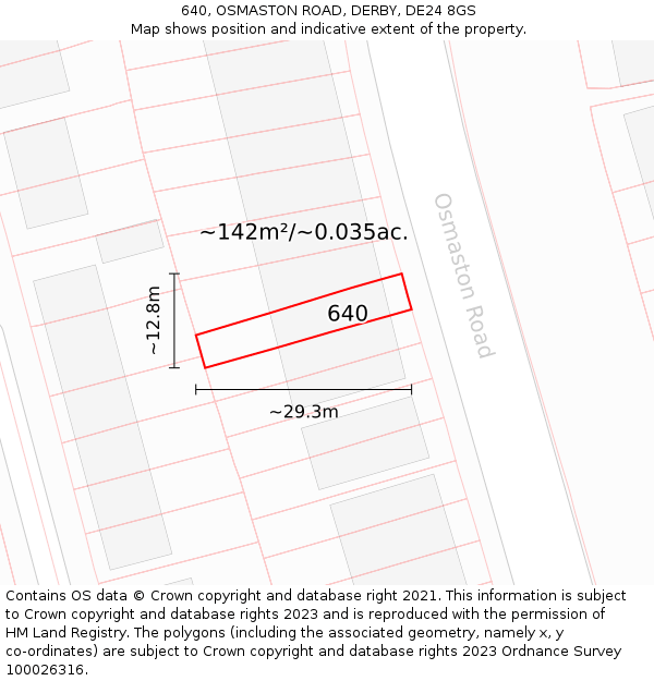 640, OSMASTON ROAD, DERBY, DE24 8GS: Plot and title map