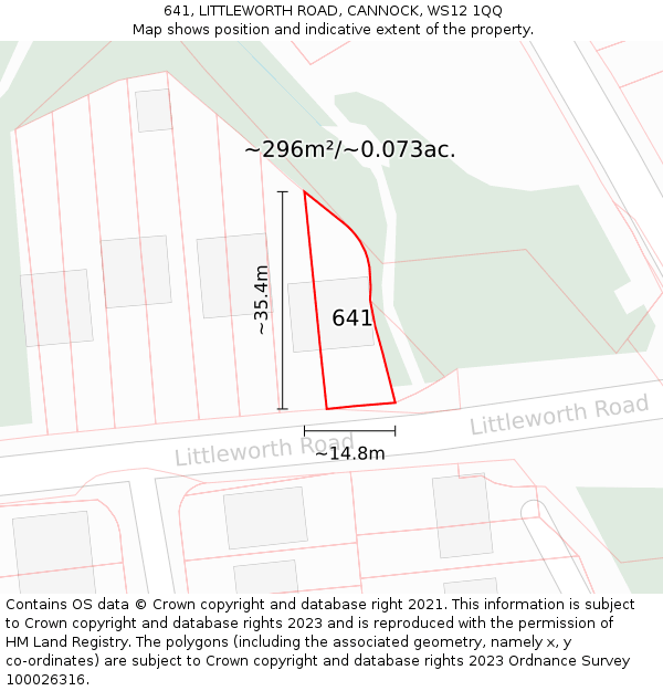 641, LITTLEWORTH ROAD, CANNOCK, WS12 1QQ: Plot and title map