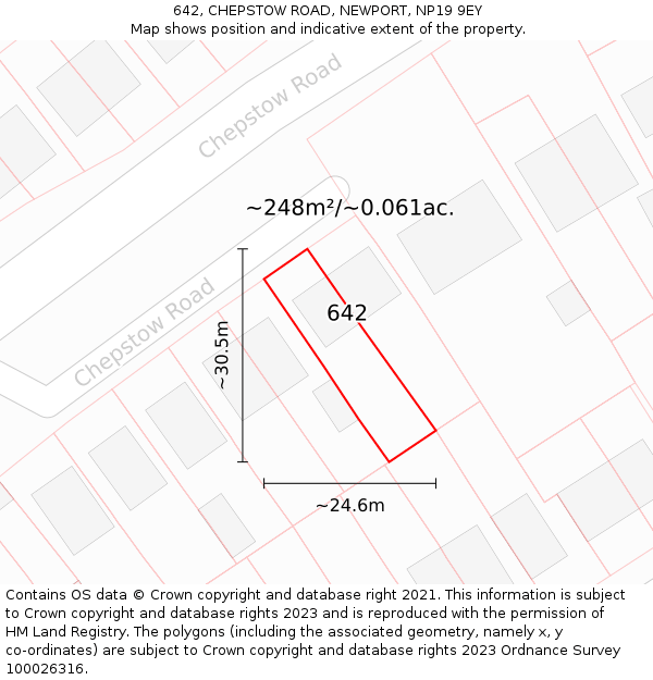 642, CHEPSTOW ROAD, NEWPORT, NP19 9EY: Plot and title map