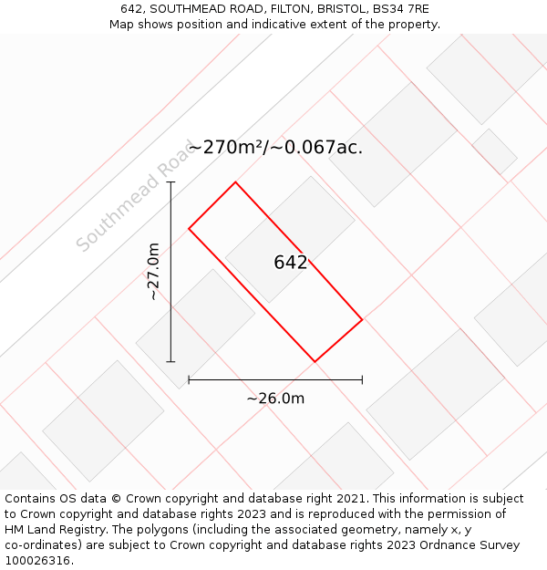 642, SOUTHMEAD ROAD, FILTON, BRISTOL, BS34 7RE: Plot and title map