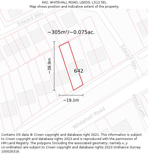 642, WHITEHALL ROAD, LEEDS, LS12 5EL: Plot and title map