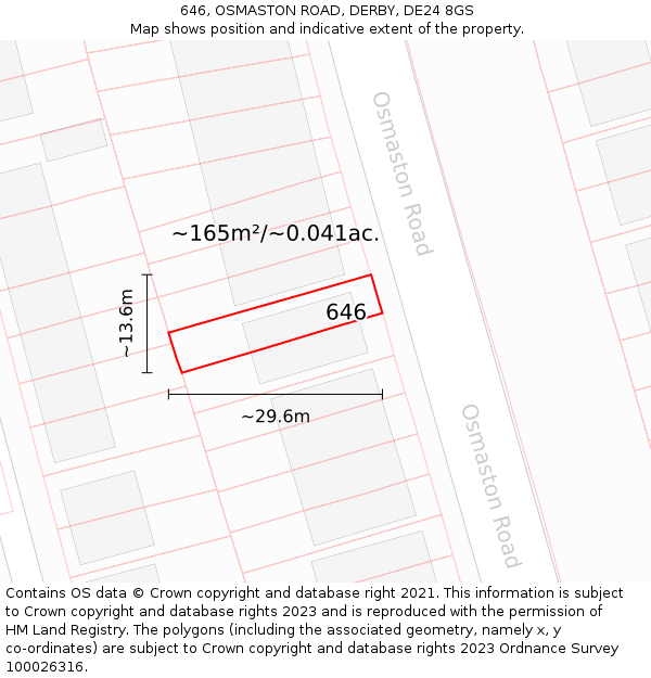 646, OSMASTON ROAD, DERBY, DE24 8GS: Plot and title map