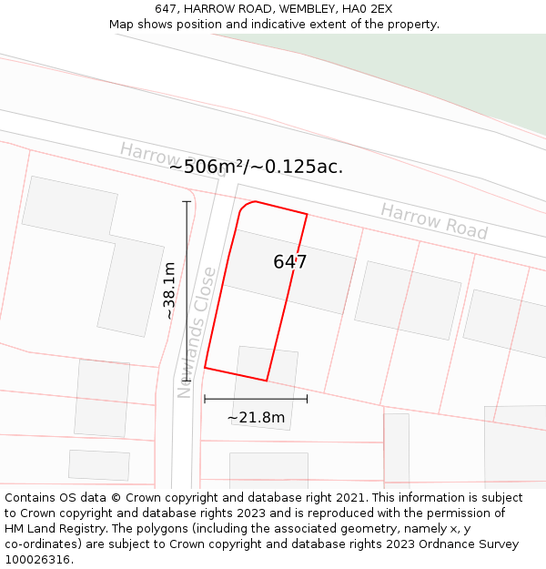 647, HARROW ROAD, WEMBLEY, HA0 2EX: Plot and title map