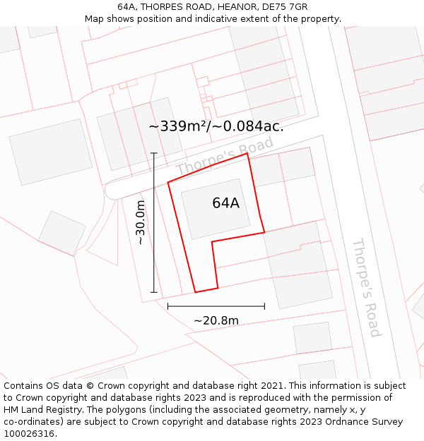 64A, THORPES ROAD, HEANOR, DE75 7GR: Plot and title map