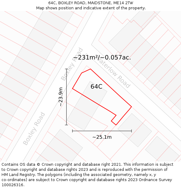 64C, BOXLEY ROAD, MAIDSTONE, ME14 2TW: Plot and title map