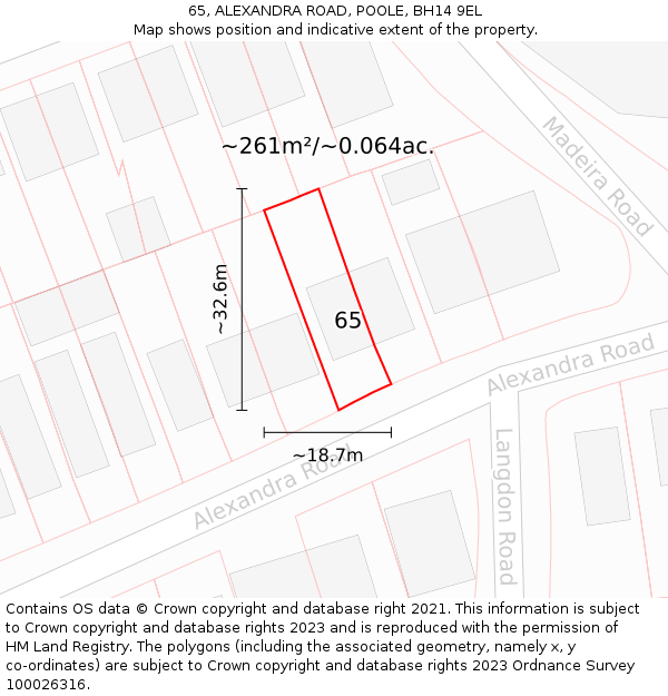 65, ALEXANDRA ROAD, POOLE, BH14 9EL: Plot and title map