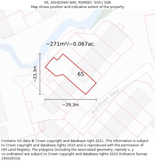 65, ASHDOWN WAY, ROMSEY, SO51 5QR: Plot and title map