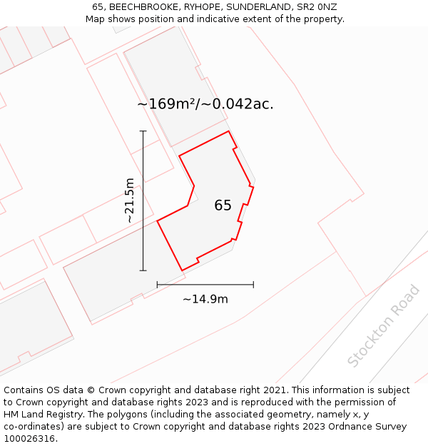 65, BEECHBROOKE, RYHOPE, SUNDERLAND, SR2 0NZ: Plot and title map