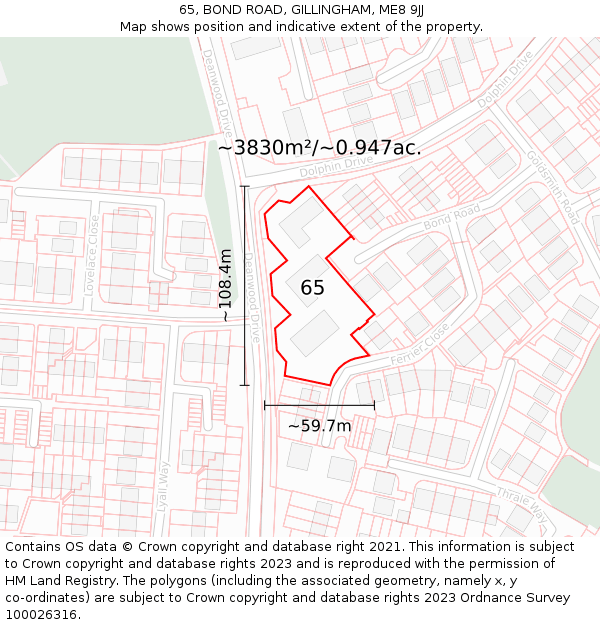 65, BOND ROAD, GILLINGHAM, ME8 9JJ: Plot and title map