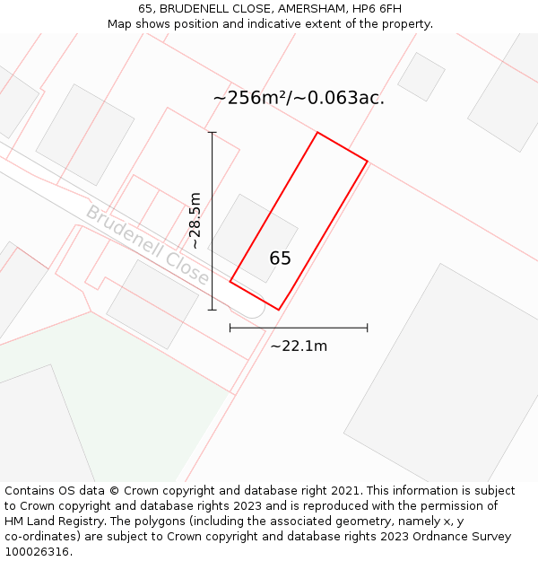 65, BRUDENELL CLOSE, AMERSHAM, HP6 6FH: Plot and title map