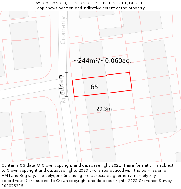 65, CALLANDER, OUSTON, CHESTER LE STREET, DH2 1LG: Plot and title map