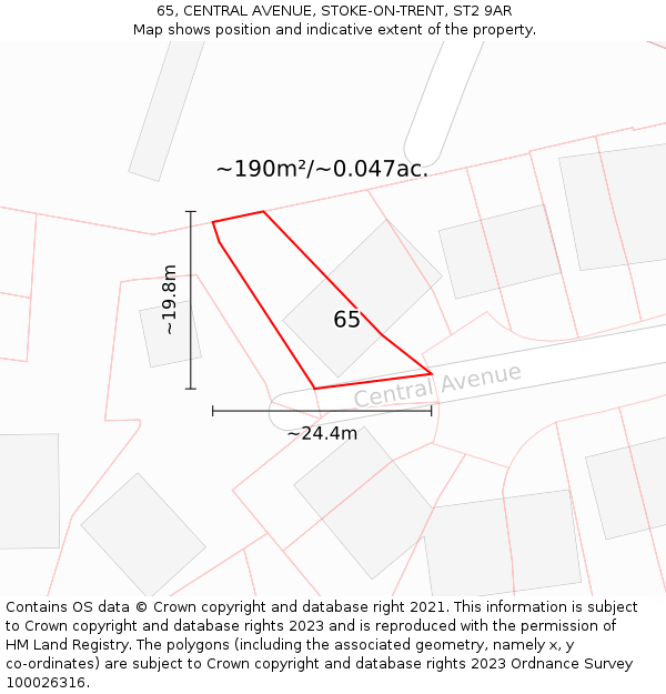 65, CENTRAL AVENUE, STOKE-ON-TRENT, ST2 9AR: Plot and title map