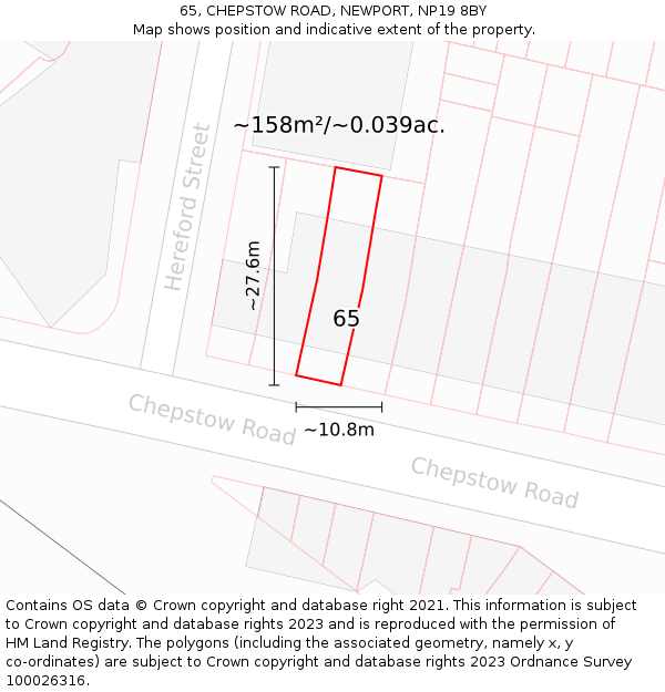 65, CHEPSTOW ROAD, NEWPORT, NP19 8BY: Plot and title map