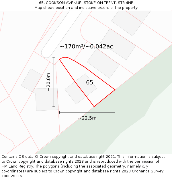 65, COOKSON AVENUE, STOKE-ON-TRENT, ST3 4NR: Plot and title map