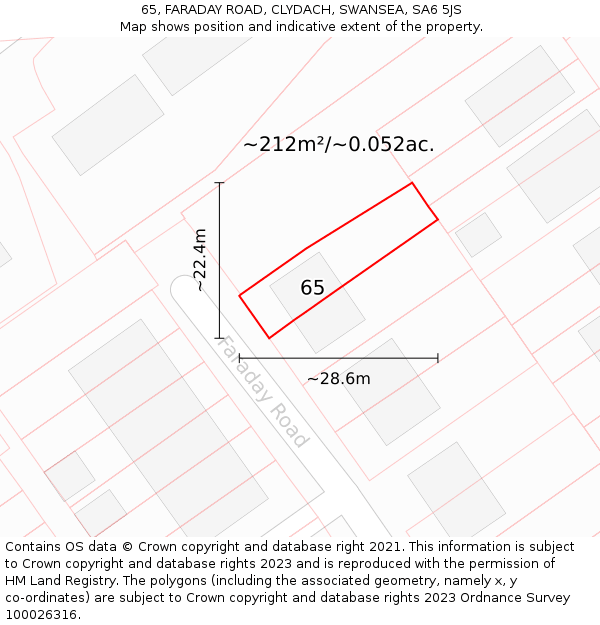 65, FARADAY ROAD, CLYDACH, SWANSEA, SA6 5JS: Plot and title map