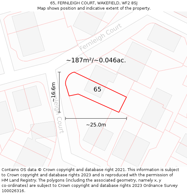 65, FERNLEIGH COURT, WAKEFIELD, WF2 8SJ: Plot and title map