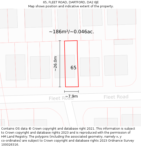 65, FLEET ROAD, DARTFORD, DA2 6JE: Plot and title map