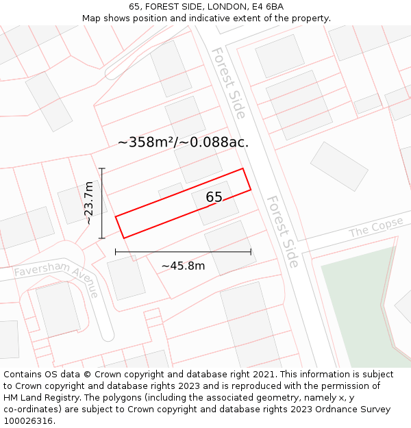 65, FOREST SIDE, LONDON, E4 6BA: Plot and title map