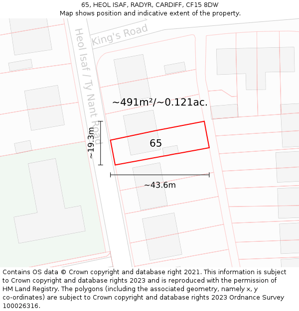 65, HEOL ISAF, RADYR, CARDIFF, CF15 8DW: Plot and title map