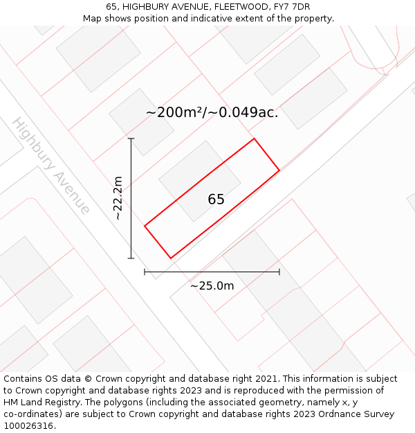 65, HIGHBURY AVENUE, FLEETWOOD, FY7 7DR: Plot and title map