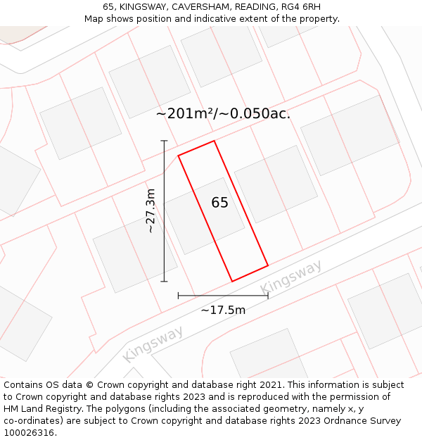 65, KINGSWAY, CAVERSHAM, READING, RG4 6RH: Plot and title map