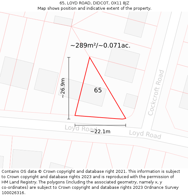 65, LOYD ROAD, DIDCOT, OX11 8JZ: Plot and title map