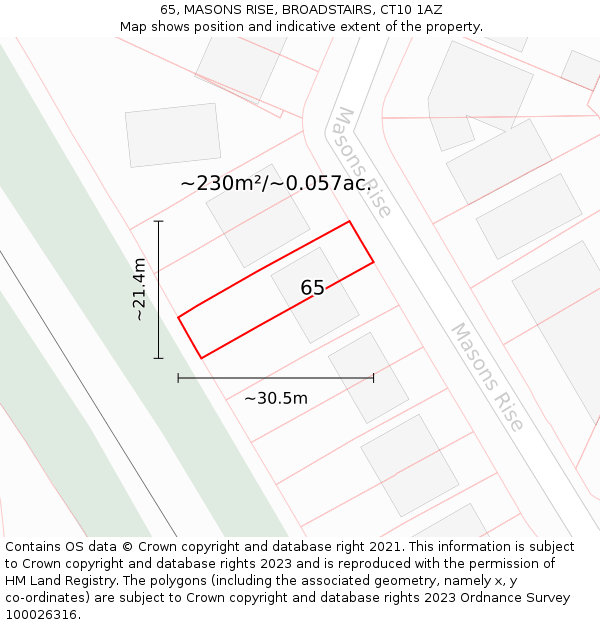 65, MASONS RISE, BROADSTAIRS, CT10 1AZ: Plot and title map