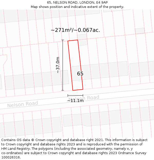 65, NELSON ROAD, LONDON, E4 9AP: Plot and title map